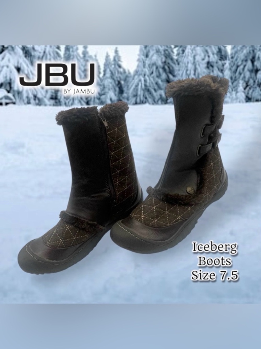 JBU Women's Brown Quilted Winter Boots